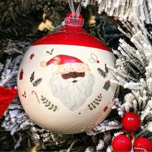 Prima Design Ceramic African American Santa Christmas Ornament